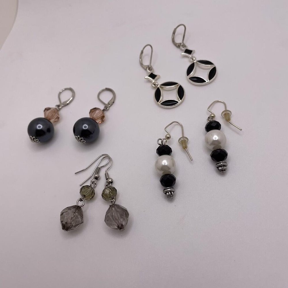 Lot Of 4 Costume Earrings Pierced  - Some Bead Mix - Dangle Drop